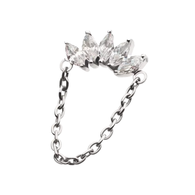 Titanium 5 marquise curved threadless attachment with a chain