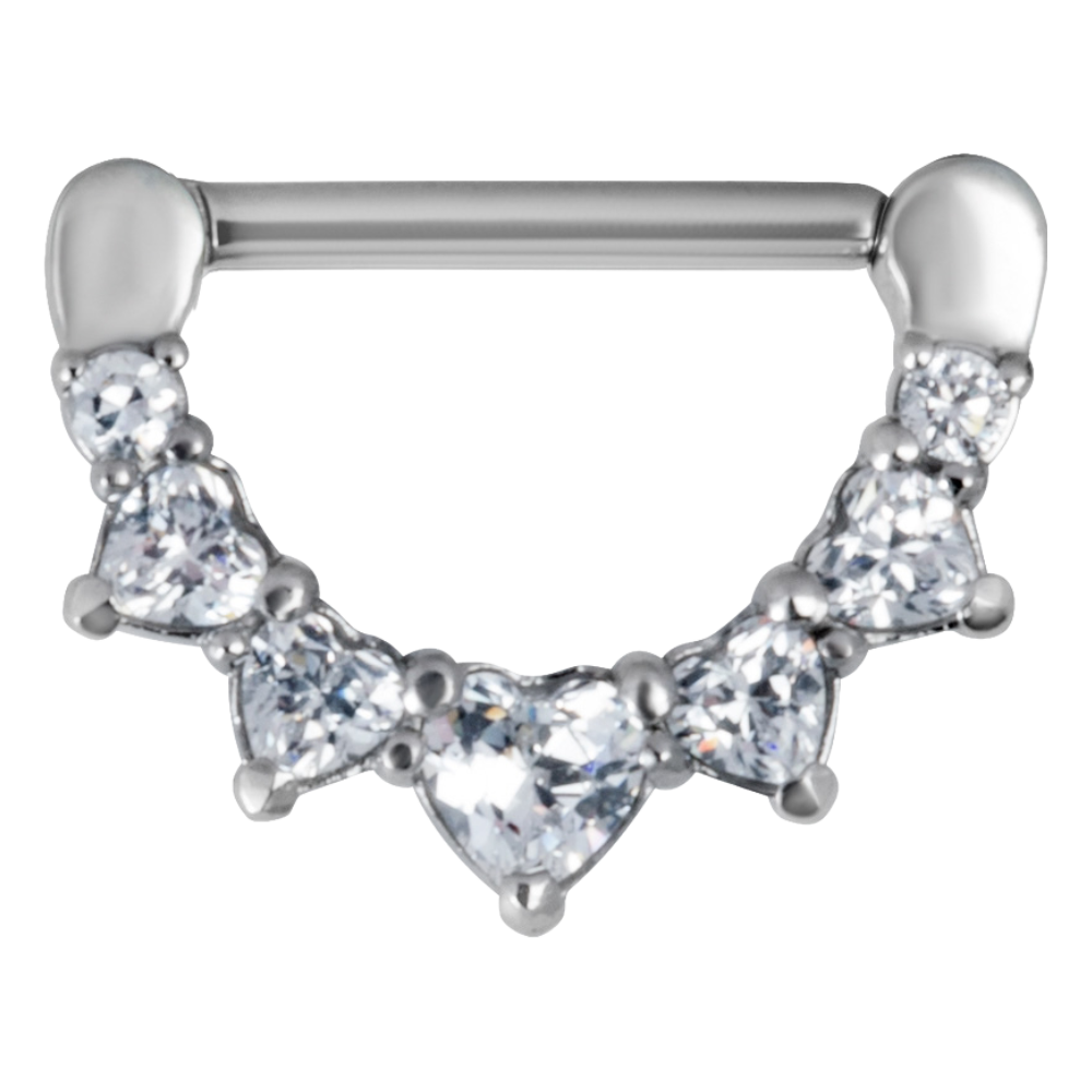 Heart Prong-Set Jewelled Nipple Clicker