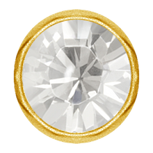 Load image into Gallery viewer, 24k PVD SS316L captive disc featuring a clear premium crystal stone. Made for ball closure rings
