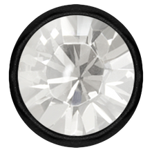 Load image into Gallery viewer, Black PVD SS316L captive disc featuring a clear premium crystal stone. Made for ball closure rings
