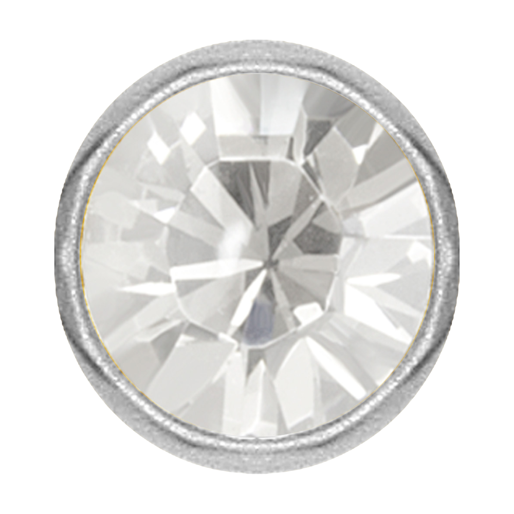 Surgical Steel 316L captive disc featuring a clear premium crystal stone. Made for ball closure rings