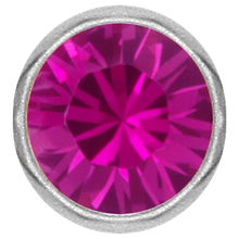 Load image into Gallery viewer, Surgical Steel 316L captive disc featuring a fuchsia premium crystal stone. Made for ball closure rings
