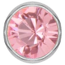 Load image into Gallery viewer, Surgical Steel 316L captive disc featuring a light rose premium crystal stone. Made for ball closure rings
