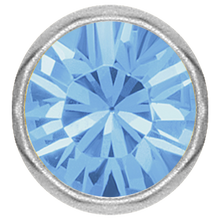 Load image into Gallery viewer, Surgical Steel 316L captive disc featuring a light sapphire premium crystal stone. Made for ball closure rings
