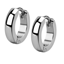 Load image into Gallery viewer, Pair of steel huggies with round edge
