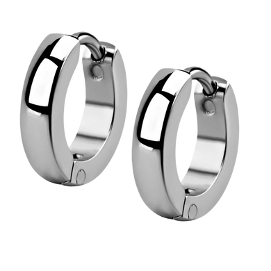 Pair of steel huggies with round edge