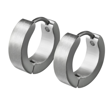 Pair medium sized steel huggies with flat edge