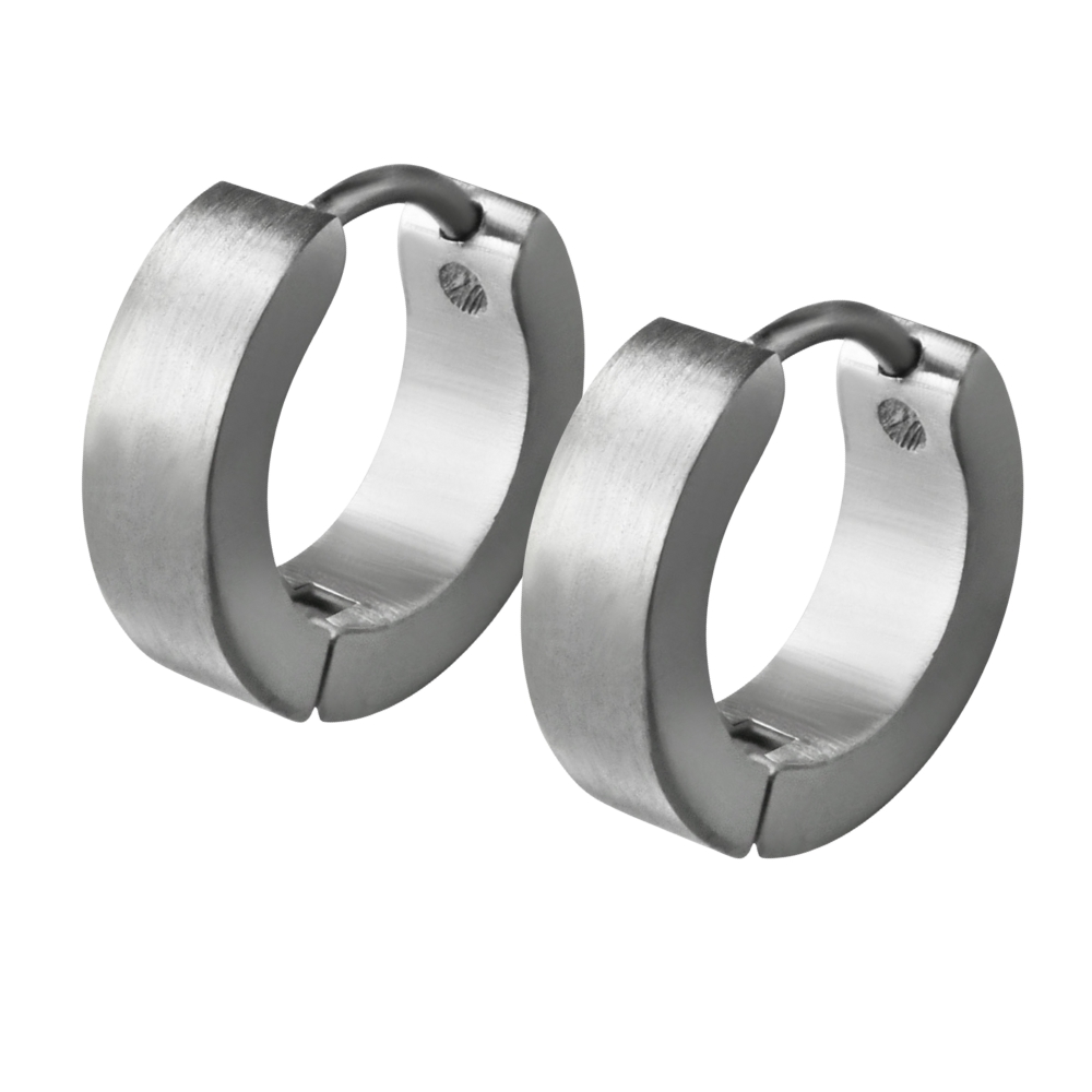 Pair medium sized steel huggies with flat edge