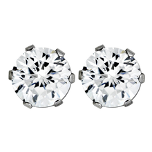Load image into Gallery viewer, Pair of surgical steel stud earrings with clear cubic zirconia stones 10mm
