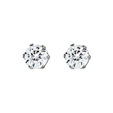 Load image into Gallery viewer, Pair of surgical steel stud earrings with clear cubic zirconia stones 2mm
