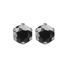 Load image into Gallery viewer, Pair of surgical steel stud earrings with black cubic zirconia stones 3mm
