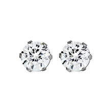 Load image into Gallery viewer, Pair of surgical steel stud earrings with clear cubic zirconia stones 3mm
