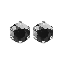 Load image into Gallery viewer, Pair of surgical steel stud earrings with black cubic zirconia stones 4mm
