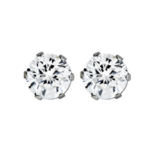 Load image into Gallery viewer, Pair of surgical steel stud earrings with clear cubic zirconia stones 4mm
