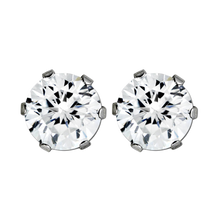 Load image into Gallery viewer, Pair of surgical steel stud earrings with clear cubic zirconia stones 7mm
