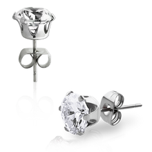 Load image into Gallery viewer, Pair of surgical steel stud earrings with clear cubic zirconia stones 
