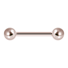 Load image into Gallery viewer, Rose Gold micro (1.2mm) barbell with two 3mm balls on either end 
