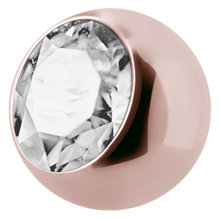Load image into Gallery viewer, rose gold ball with external threading and cubic zirconia
