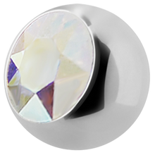 Load image into Gallery viewer, Surgical Steel 316L ball with a side threading with 5mm aurora borealis gem
