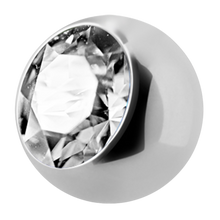 Load image into Gallery viewer, Surgical Steel 316L ball with a side threading with 4mm clear gem
