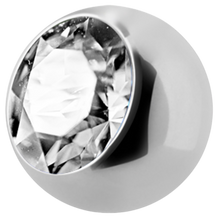 Load image into Gallery viewer, Surgical Steel 316L ball with a side threading with 5mm clear gem
