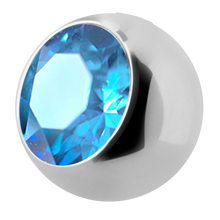 Load image into Gallery viewer, Surgical Steel 316L ball with a side threading with 4mm light sapphire gem
