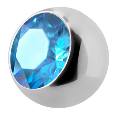 Surgical Steel 316L ball with a side threading with 4mm light sapphire gem