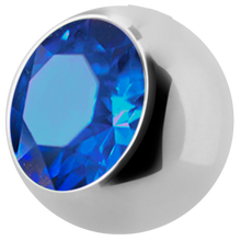 Load image into Gallery viewer, Surgical Steel 316L ball with a side threading with 5mm sapphire gem
