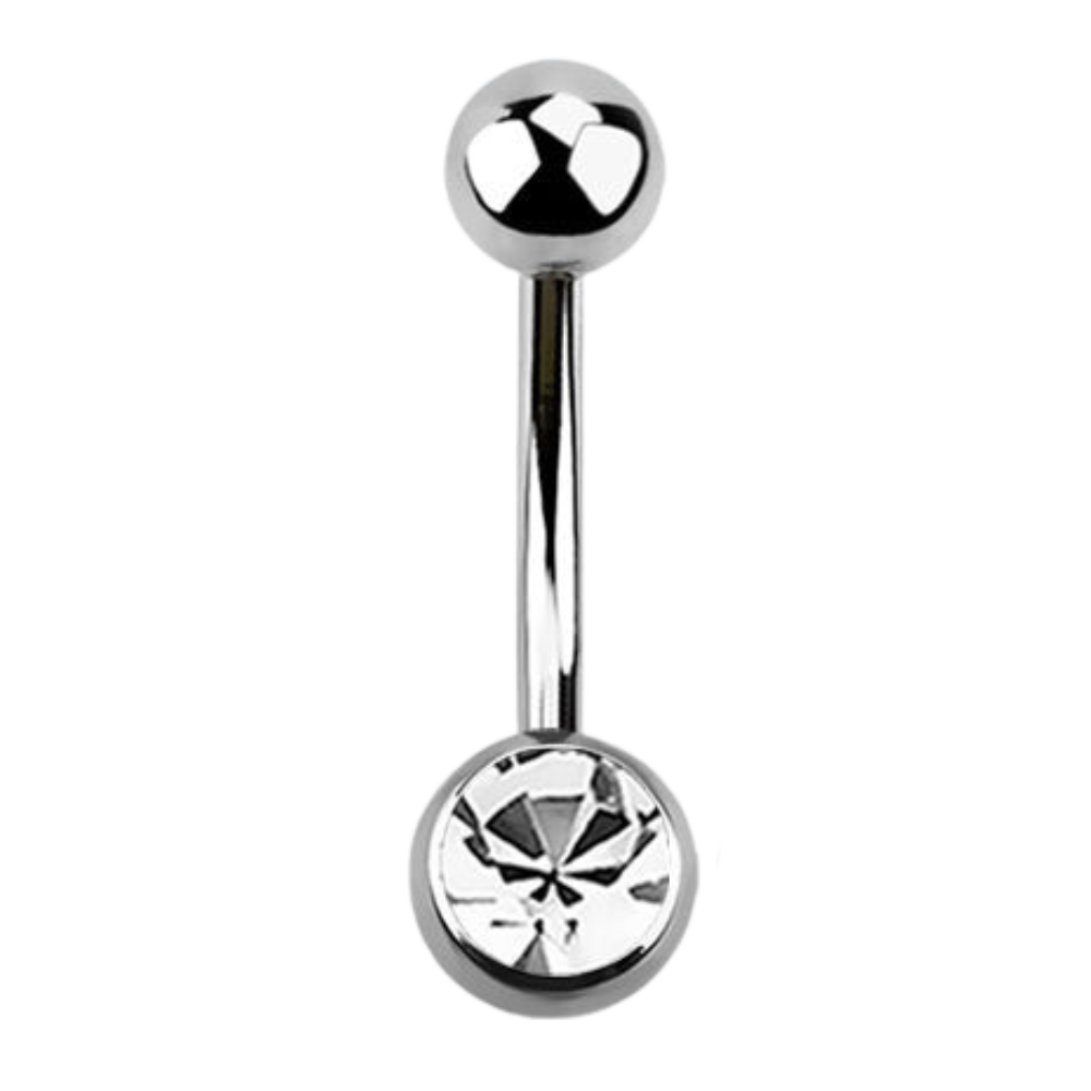 Single Jewelled Navel Bar Small Stone