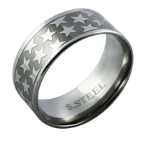 Load image into Gallery viewer, Silver stainless steel ring with star design
