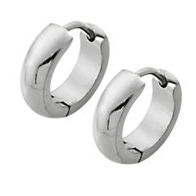 Load image into Gallery viewer, steel huggie earrings rounded edges
