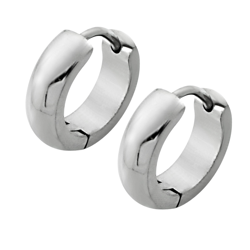steel huggie earrings rounded edges