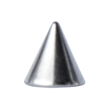 Load image into Gallery viewer, Surgical steel 316L plain threaded spike made to fit 1.6mm barbells or labrets. 4mm wide 4mm tall
