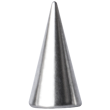 Load image into Gallery viewer, Surgical steel 316L plain threaded spike made to fit 1.6mm barbells or labrets. 5mm wide 10mm tall
