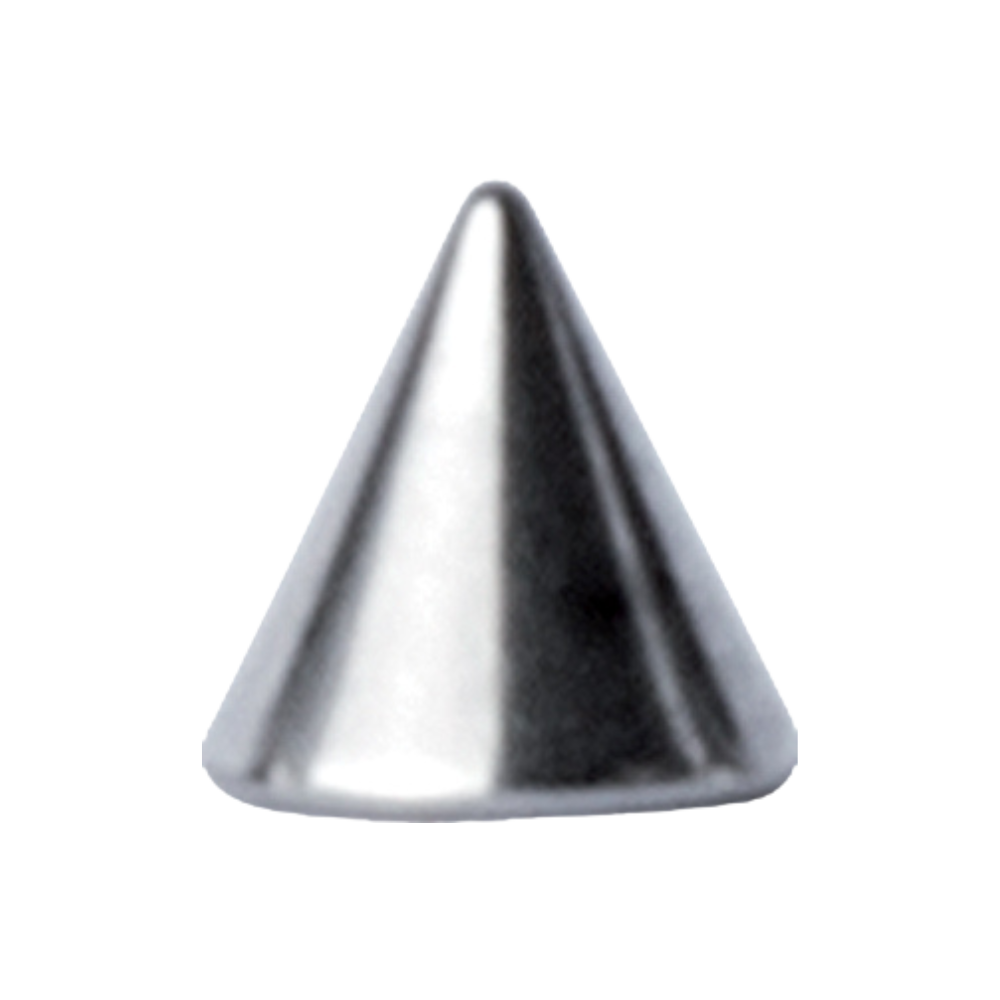 Surgical steel 316L plain threaded spike made to fit 1.6mm barbells or labrets. 5mm wide 5mm tall