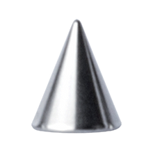Load image into Gallery viewer, Surgical steel 316L plain threaded spike made to fit 1.6mm barbells or labrets. 5mm wide 7mm tall

