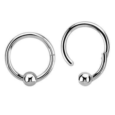 A surgical steel hinged ring that looks like a ball closure ring