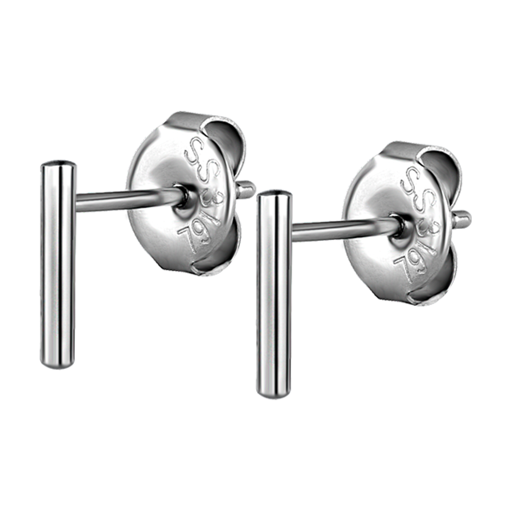 Surgical Steel 316L ear studs with a 13mm long round bar design