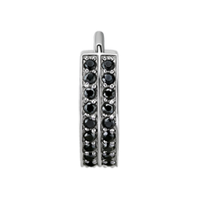 Load image into Gallery viewer, Surgical steel hinged ring with two rows of paved black premium zirconia stones 
