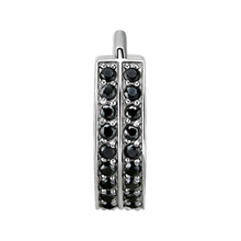 Load image into Gallery viewer, Surgical steel hinged ring with two rows of paved black premium zirconia stones 
