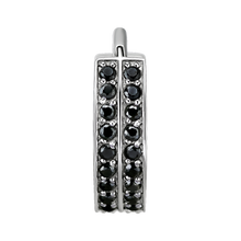 Load image into Gallery viewer, Surgical steel hinged ring with two rows of paved black premium zirconia stones 
