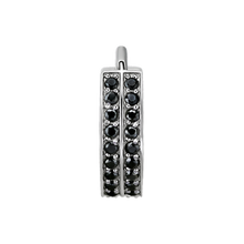 Load image into Gallery viewer, Surgical steel hinged ring with two rows of paved black premium zirconia stones 
