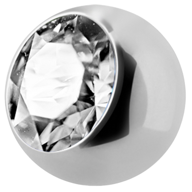 Steel ball with external threading and cubic zirconia