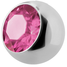 Load image into Gallery viewer, Steel ball with external threading and cubic zirconia
