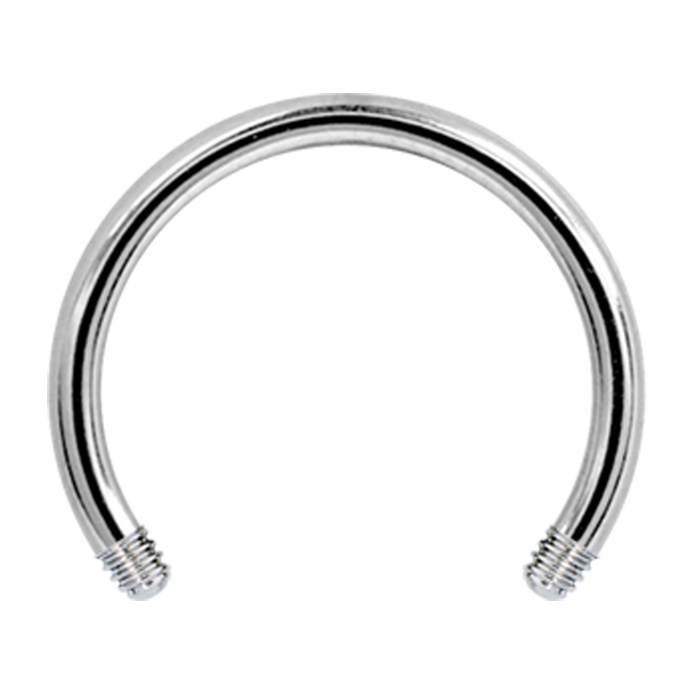 A horseshoe shaped micro barbell pin without balls attached 
