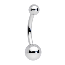 Load image into Gallery viewer, Plain surgical steel navel barbell with small balls
