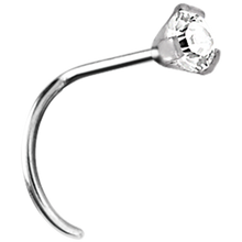 Load image into Gallery viewer, Surgical Steel white prong-set nose twirl stud 
