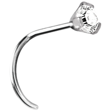 Surgical Steel white prong-set nose twirl stud 