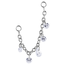 Load image into Gallery viewer, Surgical steel 316L single connecting chain with floating white cubic zirconia stones. 30mm long
