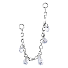 Load image into Gallery viewer, Surgical steel 316L single connecting chain with floating white cubic zirconia stones. 40mm long
